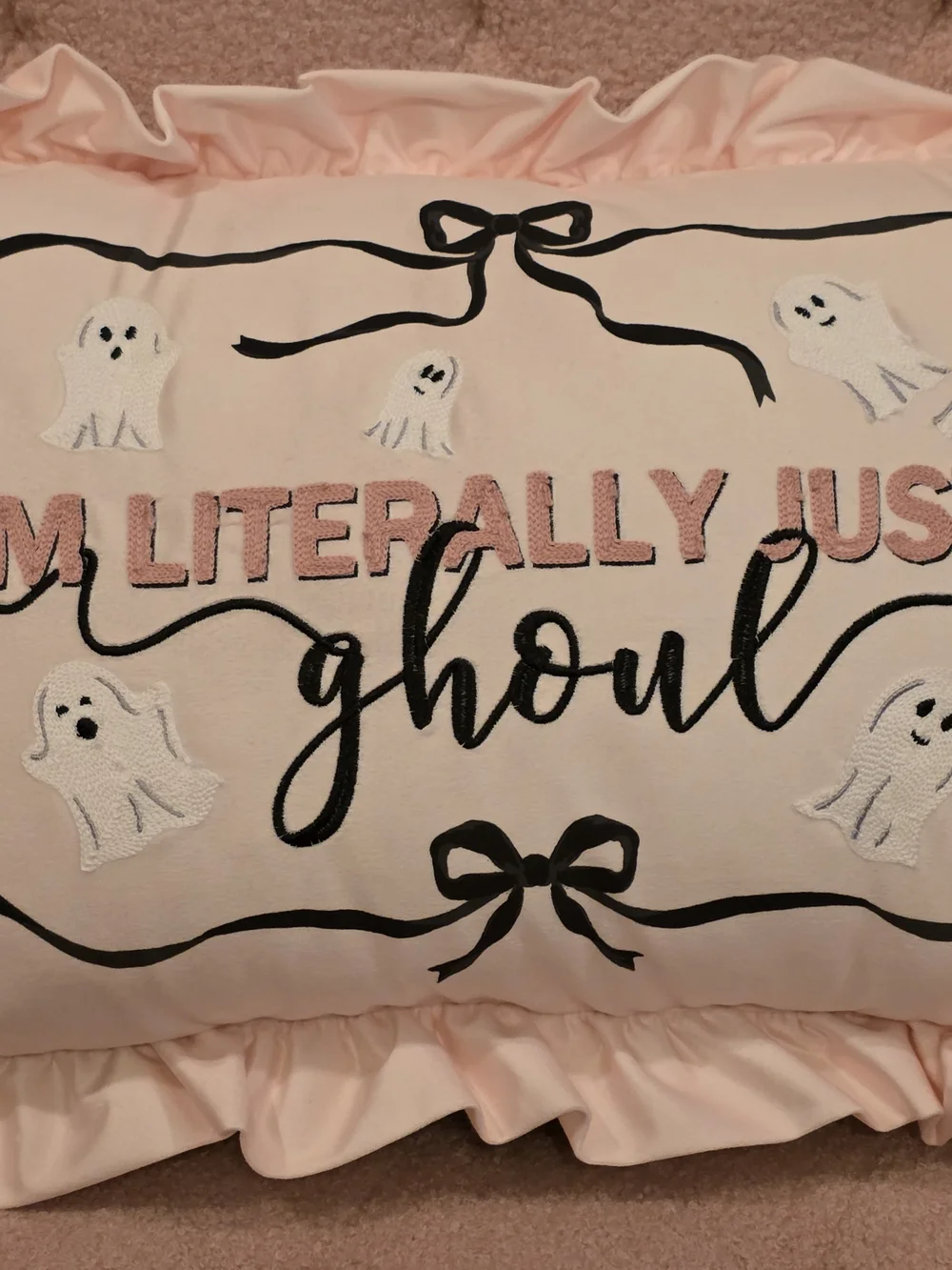 I'm Literally Just a Ghoul Decorative Pillow - Pink